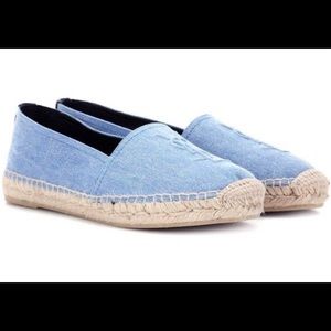 YSL monogrammed denim espadrilles